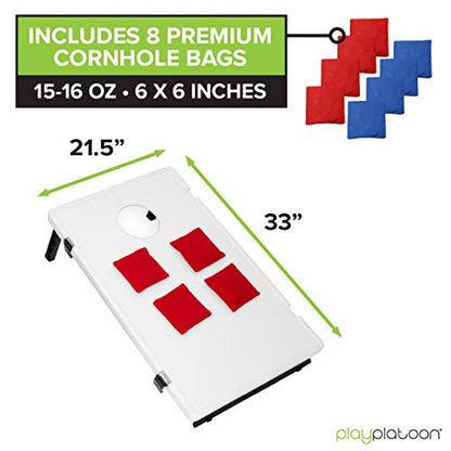 Play Platoon All Weather Cornhole Set with Two Portable Plastic Cornhole Boards and 8 Bean Bags