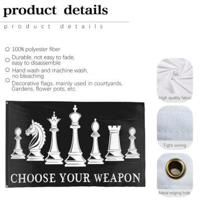 Choose Your Weapon Retros Chess Master Pieces Game Club Humor Flag For College - color: white3