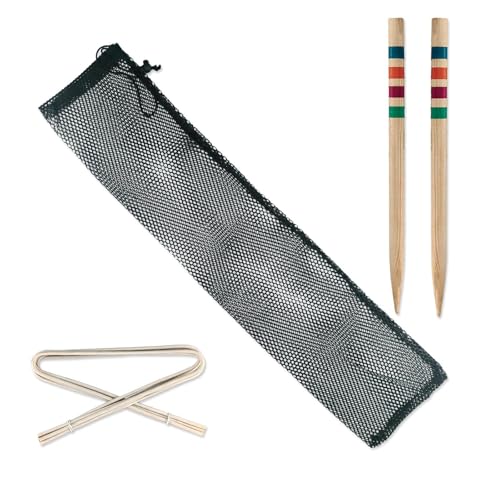 Croquet Set for 4 Players with Storage Bag, Wood & EVA Lawn Game for Family, Backyard, Park