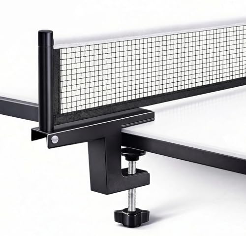 Ping Pong Post Set Table Tennis Net Ping Pong Net with Clamp Professional Training Practice Portable Grip Holder Clip Accessories for Adults & Kids Suitable for Indoor & Outdoor Black/Matte Black