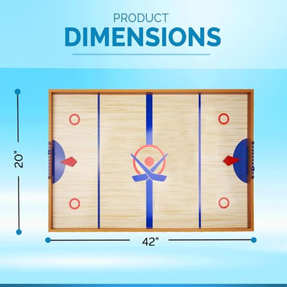 Point Games Tabletop Slap Shot Hockey Game - Super Durable Large Wooden Board With 2 Sticks and Pucks - Great Family Game for Ages 5+