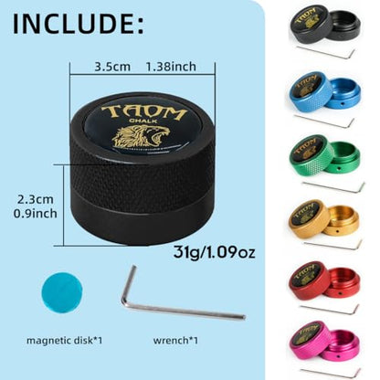 TAOM Pool Chalk Holder Round Shaped Practical Tool Billiards Accessories Magnetic Mini Chalk Tip Case Container Round Box Billiards - color: 1-Black holder