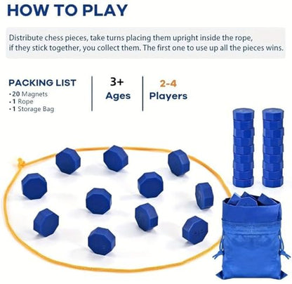 Magnetic Chess Game with Full-Size Stones & String Strategy Puzzle Board Game for 2 Players, Travel, Friendly Party Game for Kids & Adults, Portable Camping & Family Fun