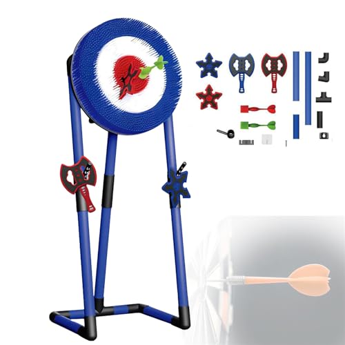 Axe Throwing Game for Backyard, Foldable Throw Target Game Set with 2 Axes, 2 Six-Star Dart, 2 Darts, for Outdoor, Family Parent-Child, Office Stress Relief Blue-Round - color: Blue, size: Round