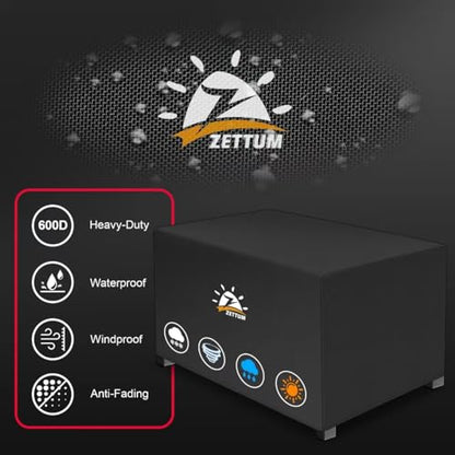 Zettum Fire Pit Cover Rectangular 54 Inch - Outdoor Fire Table Cover Rectangle Heavy Duty & Waterproof, 600D Patio Propane Gas Firepit Cover Rectangular Fade & Weather Resistant - 54 x 28 x 24 Inch - color: Black - Rectangular, size: 54x28x24 Inch