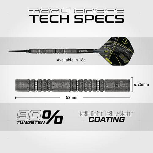 Winmau Darts - Michael Van Gerwen | Mike Maloney | Leonard Gates - Professional Players - Soft Tip Darts - Includes Dart Flights and Shafts - size: 18G