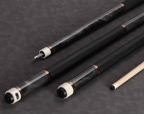 Pool Cue Stick Genuine Leather Cowhide Grip 58" 19 20oz 2 Piece with 12.5mm Tip,Canadian Maple Pro Billiard Cue,for Adults/Beginner/Pro Player. - color: Grey-20oz-Genuine Leather Grip-Only Cue