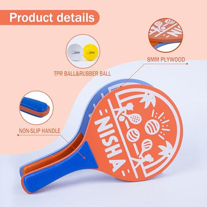 Nisha Lite Paddle Ball Set - Complete Set with 2 Balls and 2 Rackets | Interactive Indoor, Outdoor and Beach Game