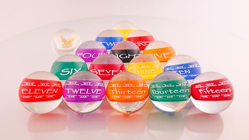 Clear Pool Billiards Balls Set by SRS - Full Set 2-1/4 in. Transparent w/White Print, 4.2oz, 2.25" Diam