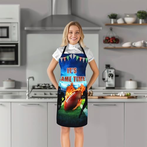 Manfei Baseball Kids Kitchen Apron - color: Blue Green