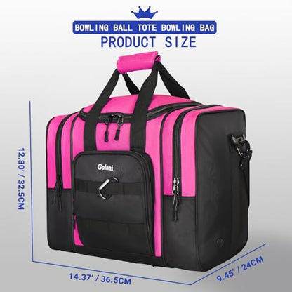 Goloni 1 Ball Bowling Bag for Men, Durable Bowling Tote with Padded Holder & Ventilated Shoe Compartment (Fits Size 14) - color: Rose