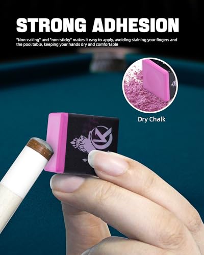 KONLLEN Magnetic Pool Chalk Holder and Nano Cue Chalk Set, Low-Dust Billiard Chalk Combo with Quick One-Hand Access for Better Grip and Control - color: Pink-2 piece