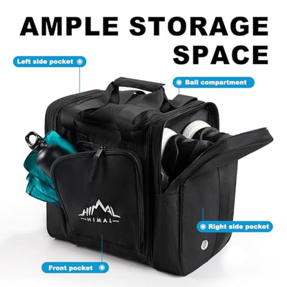 Himal Bowling Ball Bag for Single Sphere - Bowling Ball Tote Bowler's Bag with Padded Sphere Holder - Fits Bowler's Shoes Up to Mens Size 14 - color: Black