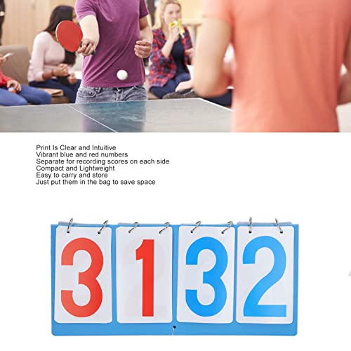4 Digit Scoreboard, Score Keeper4 Digit Competition Score Board Waterproof Blue Red Number Portable Tabletop Flip Score Keeper for Volleyball Basketball