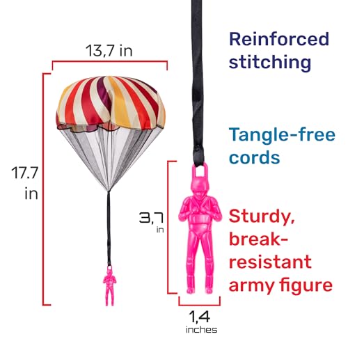 NUTTY TOYS Parachute Toys for Kids - Tangle Free Outdoor Flying Parachute Men, Top Indoor & Outside, 3 4 5 6 7 8 9 10 11 12 Year Old, Best Christmas Stocking Stuffers Idea 2026 Unique Boy & Girl Gifts - style: Rainbow