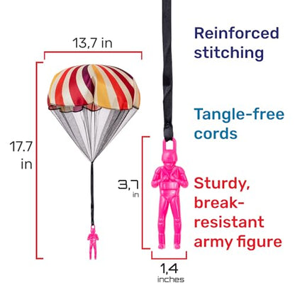 NUTTY TOYS Parachute Toys for Kids - Tangle Free Outdoor Flying Parachute Men, Top Indoor & Outside, 3 4 5 6 7 8 9 10 11 12 Year Old, Best Christmas Stocking Stuffers Idea 2026 Unique Boy & Girl Gifts - style: Rainbow
