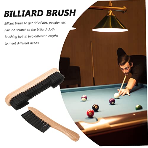 BESPORTBLE 2pcs Billiards Pool Table Clean Brush Set Wooden Billiard Table Cleaning Tool with Bristles for Dust and Dirt Removal for Bed and Rail Maintenance