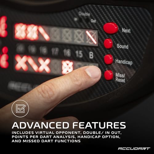 Accudart Meteor Electronic Dartboard – 35 Games, 580 Variations, Virtual Opponent, Dual LED Scoring, Advanced Play Features, Supports Up to 8 Players – Includes 6 Soft‑Tip Darts & Tips