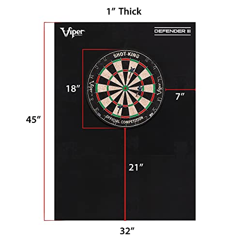Viper Defender III Extended Length Dartboard Surround Wall Protector, Fits 17.75" and 18" Bristle Dartboards, Compression-Fit Easy Mounting, 45" H x 32" W x 1" Thickness - color: Yellow