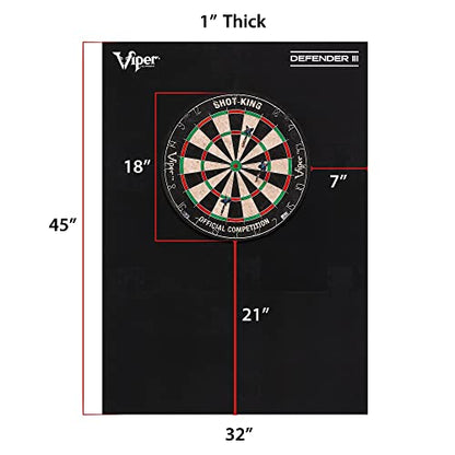 Viper Defender III Extended Length Dartboard Surround Wall Protector, Fits 17.75" and 18" Bristle Dartboards, Compression-Fit Easy Mounting, 45" H x 32" W x 1" Thickness - color: Red