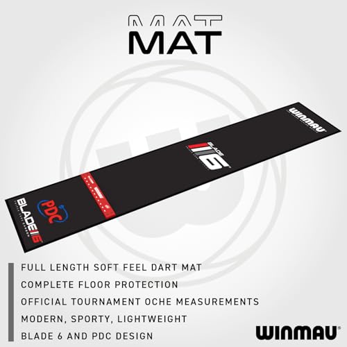 WINMAU Dart Mat with Throw Line for Soft Tip and Steel Tip - Available in Outshot and Clearzone Style - style: Blade 6 Pro Zone