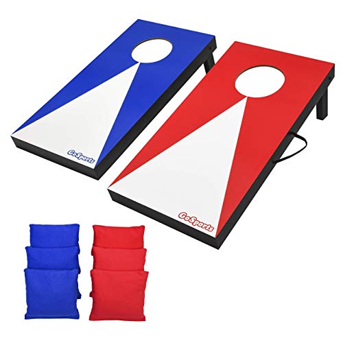 GoSports 2 ft x 1 ft Portable Size Cornhole Set - Ready To Play with 6 Bean Bags and 2 Conrhole Boards - Great for Indoor, Outdoor, Family Events, Game Nights, and Backyard Play - style: Classic Design