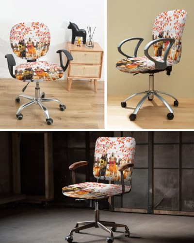 Savannan Office Chair Cover, Thanksgiving Pumpkin Leaf Protective Stretch Elastic Universal Cover for Desk Task Chair,Computer Rotating Chair 1 Pcs Sunflower Bow Dog