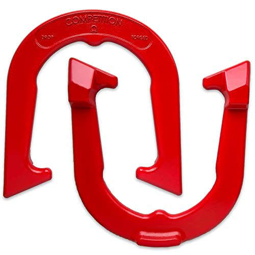 Tournament Pitching Horseshoes - Red Finish - NHPA Sanctioned for Tournament & League Play - Drop Forged Construction - One Pair (2 Shoes)