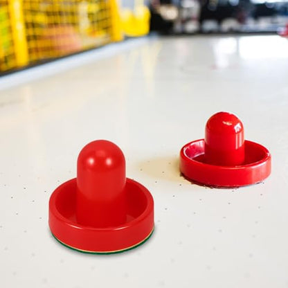 POPETPOP 1 Set Air Hockey Pushers and Pucks, Air Hockey Goal Handles Pushers, Goal Handles Paddles Replacement Accessories for Game Tables (2 Strikers, 4 Pucks)