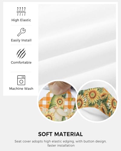 Savannan Office Chair Cover, Farm Gnome Fall Sunflower Watercolor Protective Stretch Elastic Universal Cover for Desk Task Chair,Computer Rotating Chair 1 Pcs Orange Buffalo Plaid