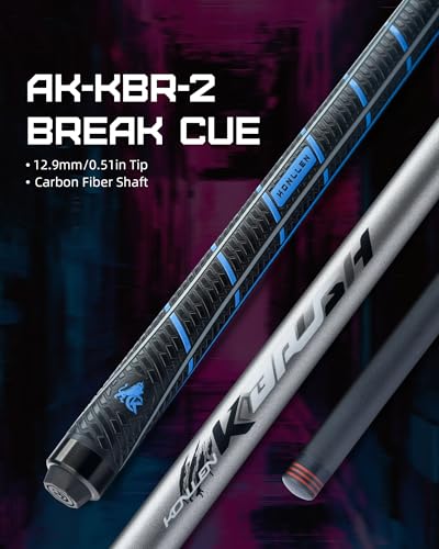 KONLLEN Carbon Fiber Break Cue, 58" 2-Piece Heavy Hitter Pool Break Cue Stick with 12.9mm Tip, Professional Billiards Break Stick - color: KL-KBR-2