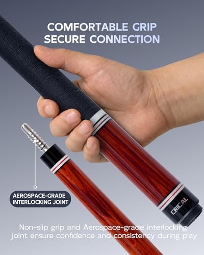 CRICAL RICAL Carbon Fiber Pool Cue 58” 19oz Billiard Cue Pro Taper Shaft Low Deflection Pool Cue Stick Professional Hand-Made Inlay Pool Stick with 12.5mm Tip-Competition Level, Ultra-Smooth - color: Red