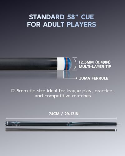 CRICAL Carbon Fiber Pool Cue Stick 58" Billiard Cue Sticks Professional Low Deflection Pool Sticks with 3/8 * 8 Pin Joint and 12.5mm Tip - color: 003-CL03