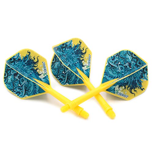 CUESOUL Integrated Dart Shaft and Flights with Four Mythological Symbols Design-Size M 28mm - color: White-Black Tortoise