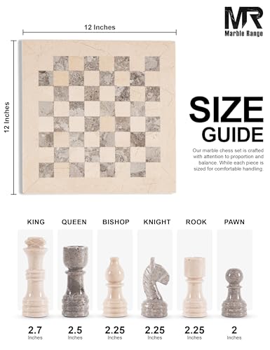 Marble Chess Set 12" Inches Verona and Oceanic with Storage Box and 2 Extra Queen Handmade Classic Board Games for Adults, Luxury Chess Board & Marble Chess Set for Adults - color: Verona & Oceanic