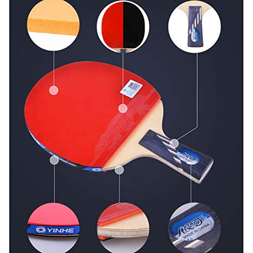 Professional Table Tennis Bat 5 Layers of Wood 2 Layers of Carbon Fiber Ping Pong Bat Suitable for Intermediate and Advanced/As Shown/Long Handle - size: Long handle