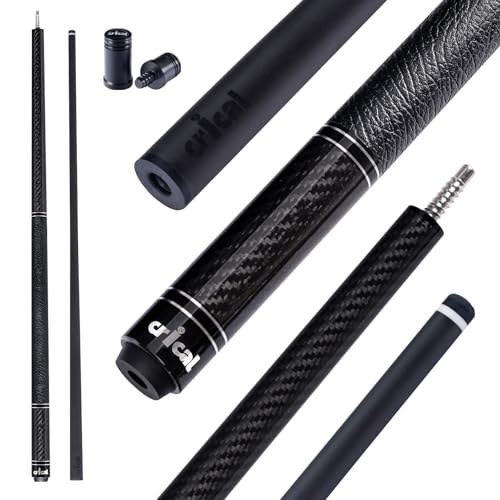 CRICAL Carbon Fiber Pool Cue with Stick Low Deflection Shaft - 58 Inch Billiard Cue Stick with Cowhide Grip & 3K Weave Design, 12.5mm Tip, Fixed Weight (19oz), 3/8x8 Joint – Ideal for Players - color: CL-VP-2