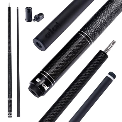 CRICAL Carbon Fiber Pool Cue with Stick Low Deflection Shaft - 58 Inch Billiard Cue Stick with Cowhide Grip & 3K Weave Design, 12.5mm Tip, Fixed Weight (19oz), 3/8x8 Joint – Ideal for Players - color: CL-VP-2