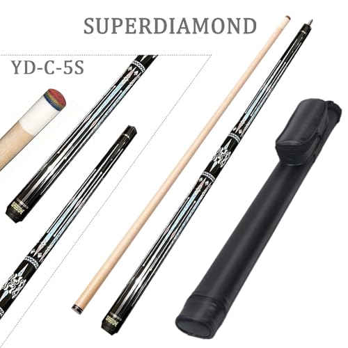 SUPERDIAMOND Pool Cue Stick Set Billiard Cue Sticks with Hard Case, 2-Pieces 58" Pool Table Sticks, 12.5 mm Tip Pool Queue,Pool Stick Set for Home Recreation, Billiards Clubs, Training - style: Billiard Cue Sticks-GB-YD-C-5S