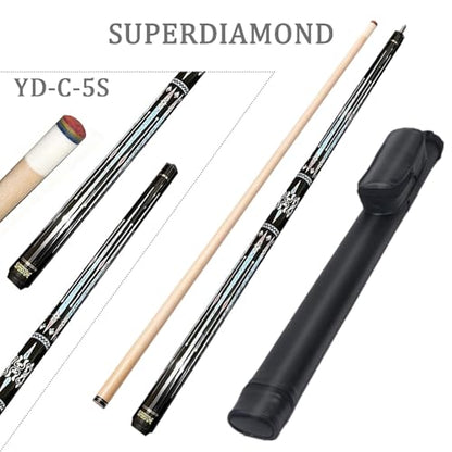 SUPERDIAMOND Pool Cue Stick Set Billiard Cue Sticks with Hard Case, 2-Pieces 58" Pool Table Sticks, 12.5 mm Tip Pool Queue,Pool Stick Set for Home Recreation, Billiards Clubs, Training - style: Billiard Cue Sticks-GB-YD-C-5S