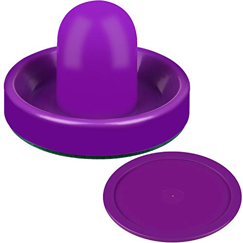 ONE250 Air Hockey Pushers and Red Air Hockey Pucks, Goal Handles Paddles Replacement Accessories for Game Tables (4 Striker, 4 Puck Pack) - color: Purple