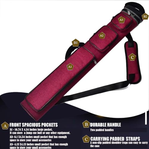 Champion 2X4,3x6 Nylon/Leatherette Billiard Pool Cue Stick Hard Carrying Case 4S2B, 6S3B - color: Red, size: 3X6 (3B6S)