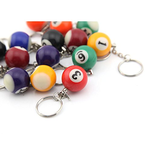 16 Assorted Colorful Billiards Pool Ball Keychain