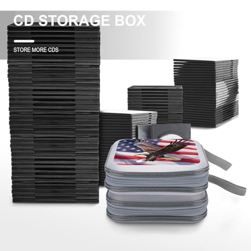 U.S Flag Eagle Golf Ball CD DVD Wallet 40 Capacity CD Case Cute Portable Disk Holder Storage for Car