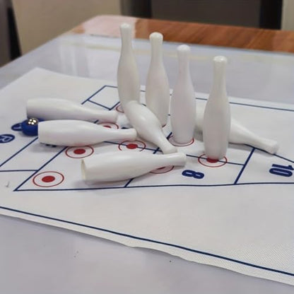 Shuffleboard Bowling Game Set with Curling Mats Tabletop Indoor Board Game for Family Fun and Party Entertainment Plastic and Steel Smooth Rolling Pucks