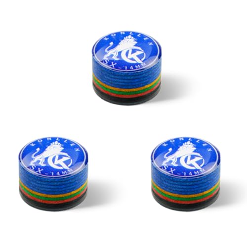 KONLLEN Pool Cue Tips 9 Layers Rainbow Billiards Tip (Hardness SX/SS/S/M/MH/H) (Size 11mm/14mm) Pool Cue Tip with Transparent Gasket Billiards Cue Accessories - color: SX-Blue 3pcs, size: 14mm