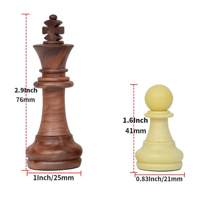 Luxury Staunton Chess Pieces Only 32 Chessmen Pieces Replacement of Missing Pieces Weighted Tournament Chess Pieces for Chess Set with Exquisite Grain 2.9 Inches King Includes Storage Bag