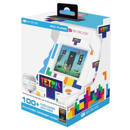MY ARCADE Tetris Pico Player: 3.7" Fully Playable Portable Tiny Arcade Machine with 101 Retro Games, 2" Screen Color Display, Small