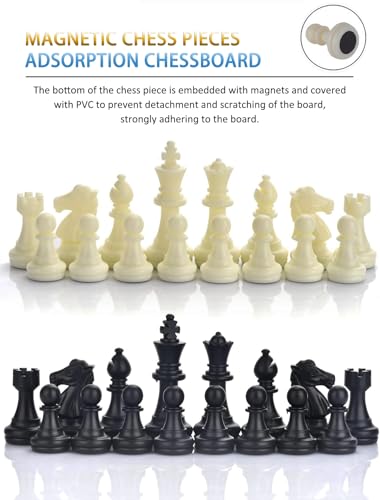 Chess Sets Magnetic Board Games - 11.8 Inches Travel Chess Board, Foldable & Portable Gifts Classic 2-Player Strategy Family Games Educational Toys for Teens and Adults - color: Black&white, style: Large / 11.8Inch