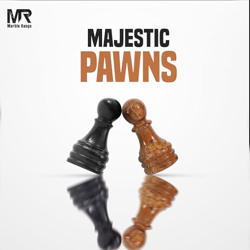 Marble Chess Pieces 3.5 Inch King Handmade Black and Dark Brown 32 Chess Figures for Board Games, Suitable for Travel Games - color: Black and Dark Brown